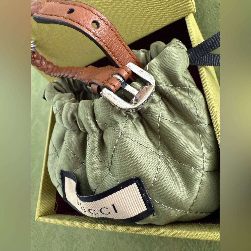 New GUCCI Interlocking G Engraved Love Brown Silver Leather Bracelet💝Uni… - Picture 9 of 15